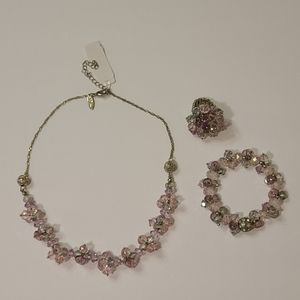 New York & Company Lavender Beaded Three Piece Fashion Jewelry Set